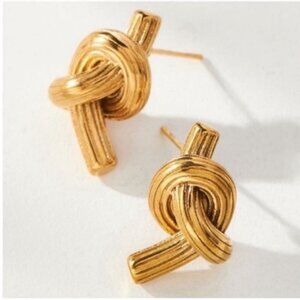 New! Anthropologie New England Gold Knot Post Earrings NWOT